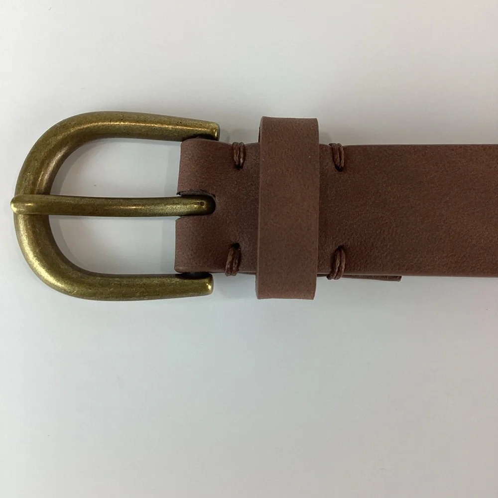 FRYE AND CO. Brown and Gold Belt with Classic Buckle | L
